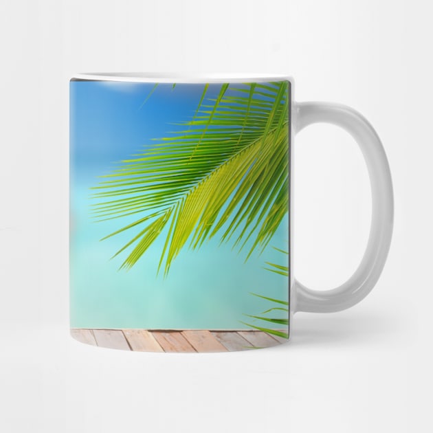 Palm and Boat in Sea by StylishPrinting